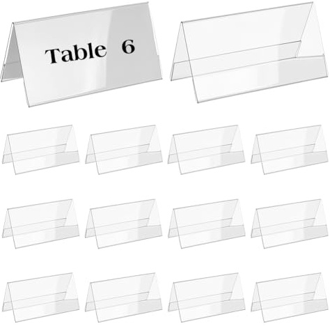 BENECREAT 16 Pack Acryl Tisch Namensschilder, 5,9x12cm Blanko-Namensschild Halter Schreibtisch Zeichen, beidseitig Namensschild Display Stand für Business Office Meeting Klassenzimmer