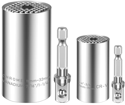 Spurtar 4 pcs Universal Nuss Steckschlüssel Universalschlüssel Geschenke | für Männer & Väter zum Geburtstag, 7-19mm 11-32 mm Multifunktions-Handwerkzeug, Reparatur-Geschenk für Papa & Jahrestage