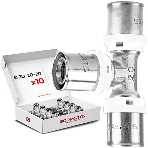 BOOPARTS – 10 Stück Pressfitting T-Stück Ø20–20–20 mm | TH Kontur T-Verbinder für Mehrschichtverbundrohr