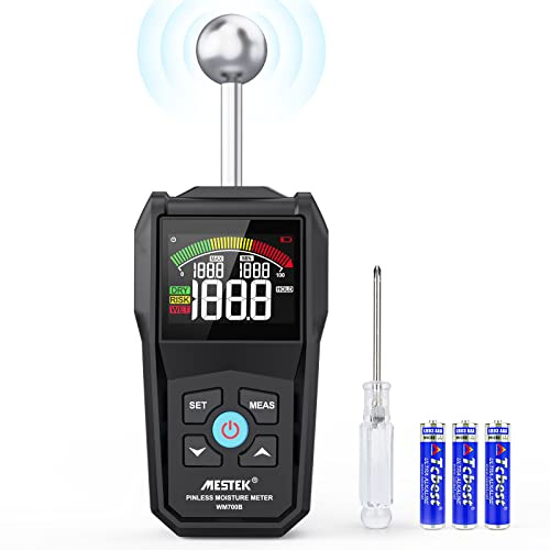 Feuchtigkeitsmessgerät MESTEK Feuchtigkeitsmesser Feuchtemessgerät mit Digitale LCD Display Akustischem Alarm für Wänd Holz Mauerwerk Putz Baustoffe 5-40mm Analysetiefe