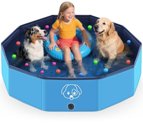 Lozzzyo Hundepool große & Klein Hunde aus Anti-Rutsch PVC, Faltbare Hunde Pool - Leicht zu Reinigen Hundeplanschbecken für Outdoor, Reise, Garten - Planschbecken (120 * 30CM)
