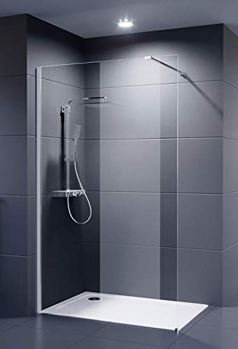 DUSAR Duschwand 120x200 cm Palladium Walk In Neo 8 mm Glaswand mit Nano Clean Beschichtung Glasversiegelung Duschabtrennung Duschkabine begehbare Dusche 1200 x 2000 mm (116-117,5 cm)