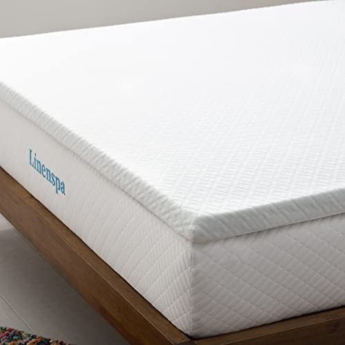 Linenspa Matratzen Topper 140 x 200 cm, 5cm hoch – Matratzenauflage mit Gel Memory Foam und waschbarem Bezug mit Reißverschluss – Öko-Tex, Weiß
