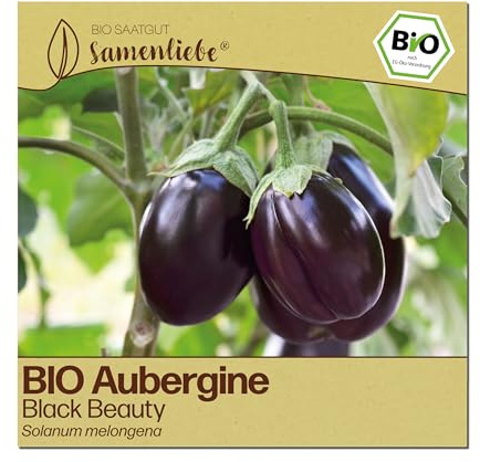 Samenliebe BIO Auberginen Samen | Black Beauty - dunkelviolett & groß - samenfestes BIO Saatgut