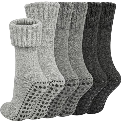 Stoppersocken Damen 35-42 dicke Thermo Wollsocken warme Geschenke 3 Paare | kuschelsocken Rutschsocken für Erwachsene Haussocken Bettsocken Erholung Trainingseinheiten Damen für Winter