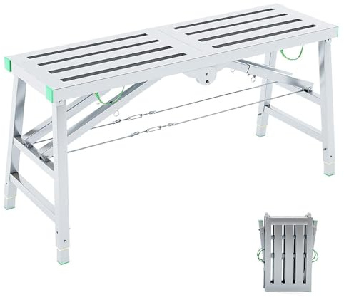 Verstellbare klappbare Arbeitsplattform, tragbares Gerüst, höhenverstellbares verzinktes Gerüst für Deckenreinigung, Malerarbeiten, maximale Belastung 360kg,200x37cm