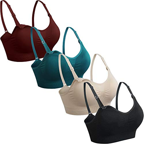 GXXGE Still-BH, Schwangerschafts-BHs, Push-Up, Seide, nahtlos, Bralette, Unterwäsche, 4er-Packung