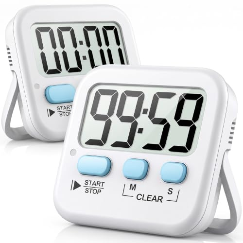 Antonki 2 Stück Timer, Digitaler Küchentimer zum Kochen, Eieruhr, Magnetisch Stoppuhr Timer für Kinder, Lehrer, Klassenzimmer, Übung, Badezimmer, Backofen, Backen-Inklusive Batterie