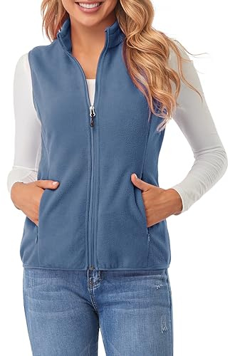 fuinloth Damen Fleece Weste, Stehkragen, Taschen | Premium, atmungsaktiv, leicht, schnelltrocknend, weich & warm, pflegeleicht, vielseitig für Stadt, Natur, Reisen und Sport