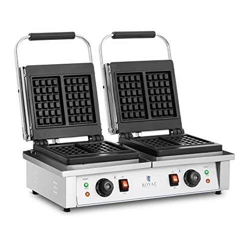 Royal Catering Doppel-Waffeleisen rechteckig 2 x 2.000 W belgisches Waffeleisen für belgische Waffeln
