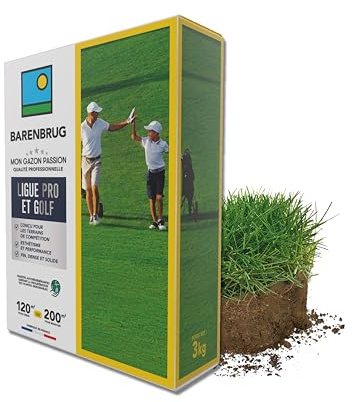 BARENBRUG - Ligue Pro und Golf – für Wettkampfplätze – Ästhetik, Leistung – fein, dicht, robust – selbstregenerierende Sorten, begrenzt unerwünschte Pflanzen – hergestellt in Frankreich – 3 kg