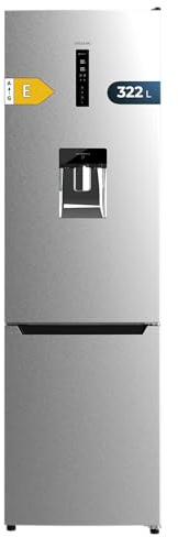 Cecotec Kombi-Kühlschrank Bolero CoolMarket Combi 322 WD Inox E. Inverter Plus Kompressor, Kühlschrank in Edelstahl 185,5x59,5 cm, 322 l, No Frost, Wasserspender, Energieklasse E, Multi Air Flow.