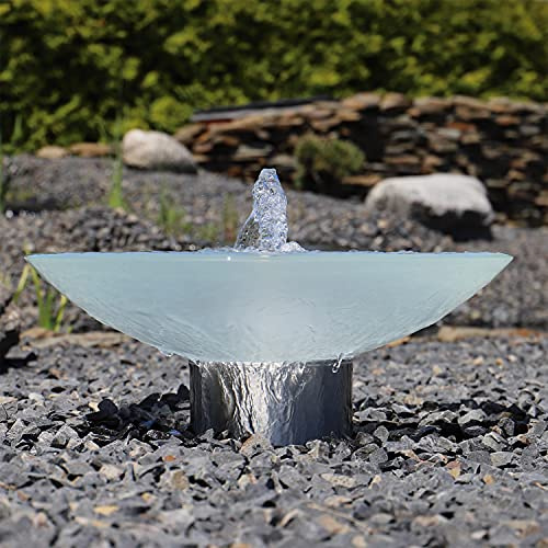 CLGarden Springbrunnen Glas Wasserschale SBGWS1 Garten Brunnen Schale mit LED Beleuchtung