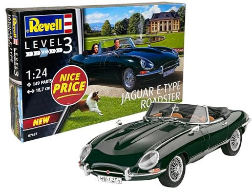 Revell Nice Price Modellbausatz I Jaguar E-Type Roadster I Maßstab 1:24 I 149 Teile I Für Kinder und Erwachsene ab 10 Jahren I Mehrteiliger Motor I Ideal für Einsteiger und Oldtimer Liebhaber