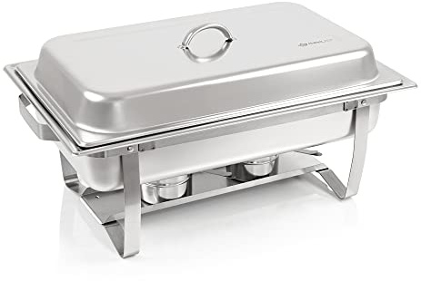 Mahlzeit Chafing Dish | Edelstahl Warmhaltebehälter Essen | Speisenwärmer, Speisebehälter, Buffet Wärmer, Wärmebehälter | Rechaud für Catering, Buffet und Party (Lille (1x 1/1 GN-Behälter))