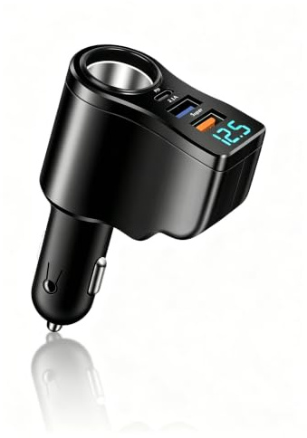 106W 4-in-1 Cigarette Lighter USB Splitter, 30W PD&QC3.0 Car Charger 12V/24V, Quick Charge, Mini USB Adapter, Car Accessories for iPhone 16/15/14 Pro Max.