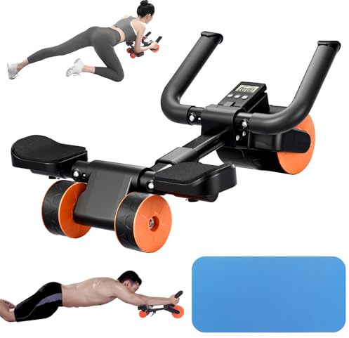 Bnlei Ab Roller Automatisches Rebound-Bauchrad, Ab Trainer für Zuhause, Bauchmuskeltrainer Sport Geräte Sliders für Core Training, ABs Wheels Fitness Zubehör