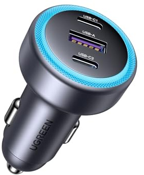 UGREEN 3-Ports Zigarettenanzünder USB C PD 30W | Auto Ladegerät 12V KFZ Ladegerät USB C Auto zubehör kompatibel mit iPhone 17-12 Serie, ipad, Galaxy S25/S24 GPS