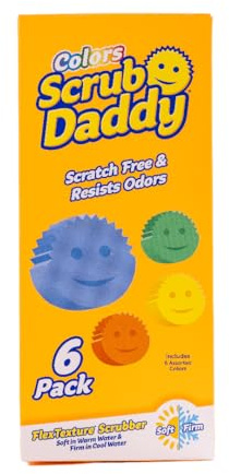 Scrub Daddy Colors Spülschwamm, Putzschwämme im Multipack - Texturveränderung, kratzfreier Schmutzradierer Schwamm für die Küche, geruchsresistent, Küchenschwamm spülmaschinenfest - 6-er Pack