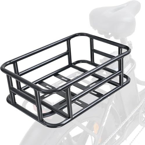 HITWAY Fahrradkorb Hinten,für E-Bikes geeignet,Schwarzv Hinterradkorb, Fahrradkorb Hinten Groß，Schulranzen Hinten Hervorragen