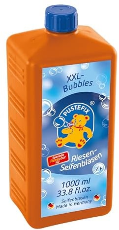 PUSTEFIX - 420869872 XXL-Bubbles Nachfüllflasche Maxi, 1000ml Seifenblasenwasser I Bubbles I Seifenblasen für Hochzeit, Kindergeburtstag, Polterabend I Riesen-Seifenblasen für Kinder & Erwachsene