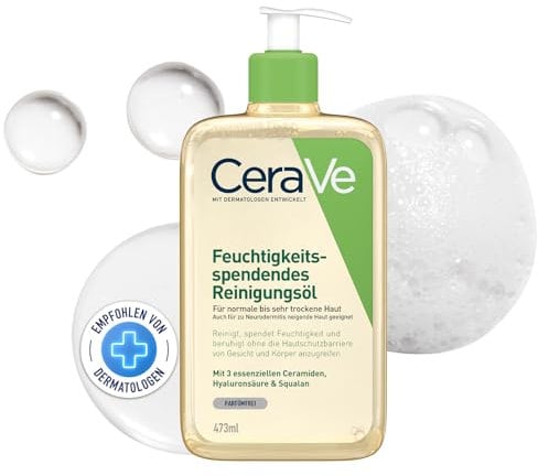 CeraVe Feuchtigkeitsspendendes Reinigungsöl, Intensive und langanhaltende Feuchtigkeit für normale bis sehr trockene Haut, Reinigung für Körper und Gesicht, mit 3 essenziellen Ceramiden, 473 ml
