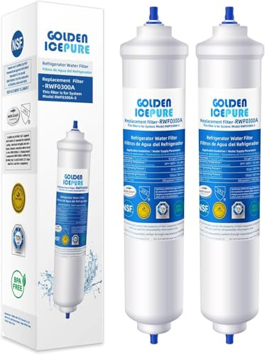 GOLDEN ICEPURE Wasserfilter Kühlschrank Kompatibel mit Samsung DA29-10105J, DA29-10105J HAFEX/EXP, DA99-02131B, WSF-100, EF9603, HAIER LG Inline-Kühlschrank,2 Stück