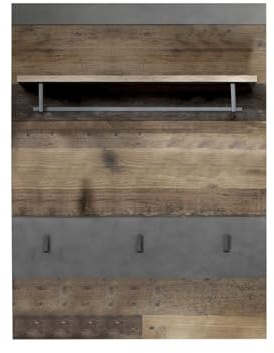 Garderobenpaneel Indy Graphit Grau Matera-Old Wood · B 80 x H 106 cm | B 80 x H 106 x T 29 cm · Metall-Kleiderstange
