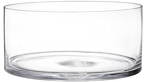 YOUEON Breite Glasvase, Zylindervase, 10,2 cm hoch x 20,3 cm breit, Blumenglasvase, Zylinderglas-Terrarium, dekorative Blumenvase, Tafelaufsatz für Hochzeiten, Veranstaltungen, Stumpenkerze,