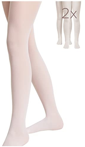 Conte elegant Princess Schicke Kinderstrumpfhose - Alltagsstrumpfhosen - Ballettstrumpfhosen - Ballett Strumpfhose Kinder - Tanzstrumpfhose für Mädchen - 40 DEN - 116-122 - Bianco - 2 Stück