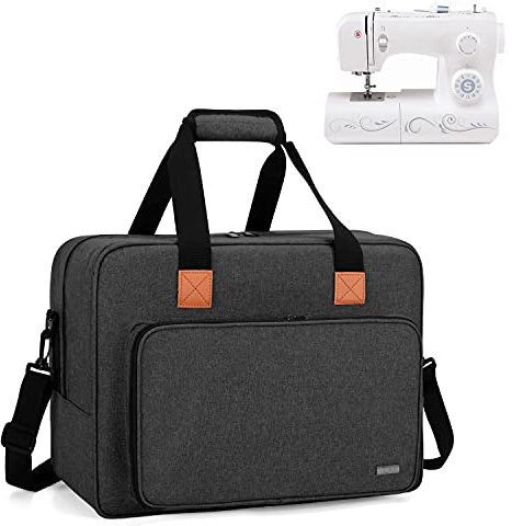 Luxja Nähmaschinentasche, Nähmaschine Tasche, Nähmaschinen Transporttasche für Nähmaschine und Extra Nähzubehör, für Alle gängigen Haushaltsnähmaschinen, Schwarz