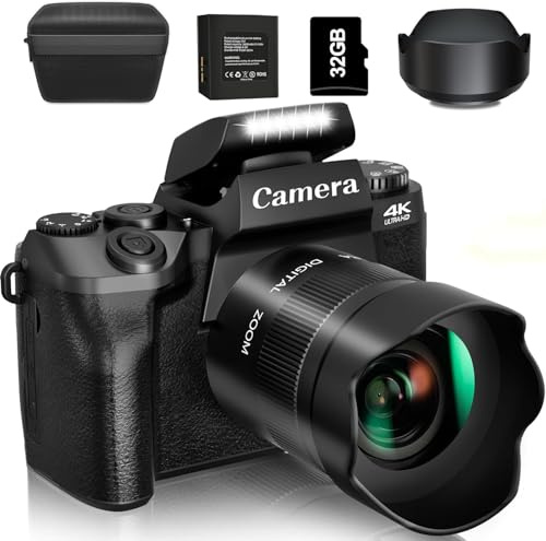 Fine Life Pro Digitalkamera 4K 64MP Fotokamera mit 4.0 Touchscreen, 16X Digitalzoom Kompaktkamera Mit für Anfänger mit WiFi, mit Kameratasche, 32GB TF-Karte