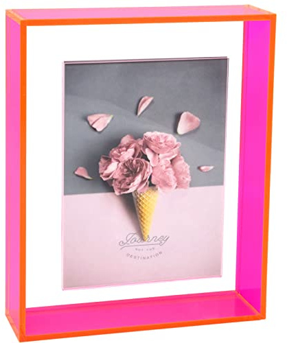 Mutellstory Acryl-Bilderrahmen, 20,3 x 25,4 cm, Neon-Pink, schwebender Fotorahmen für Wandhalterung und Tischplatte, dekorativ, in Galerie, Heimbüro, Neonrosa