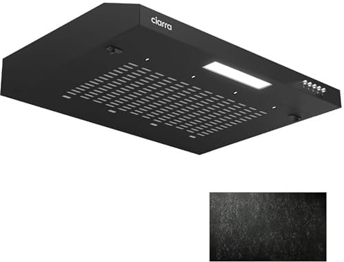 CIARRA CBCB6903 Unterbau Dunstabzugshaube 60cm Umlufthaube Einbau 3 Leistungsstufen Abluft Umluft Integrierte Unterschrank Unterbauhaube mit Kohlefiltermatte CBCF001 Kohlefilter
