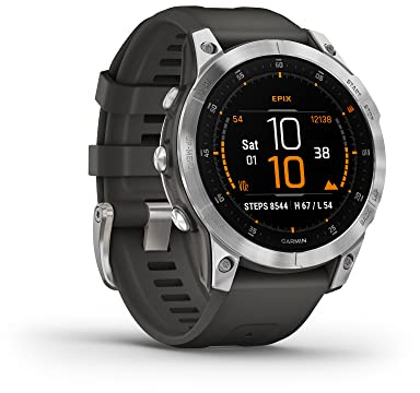 Garmin EPIX – GPS-Multisport-Smartwatch mit brillantem 1,3“ AMOLED-Display und Touch-/Tastenbedienung. TOPO-Karten, 60 Sport-Apps, Music, Pay, bis zu 16 Tage Akkulaufzeit, wasserdicht.