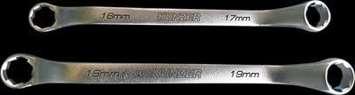 KUNZER 7SLS02 Spezialschlüsselsatz, Größen 16/17, 18/19, 2-teilig | im Polybeutel, Spezialprofil-Doppelringschlüssel, Chrom-Vanadium, Anwendungsfälle, Profile