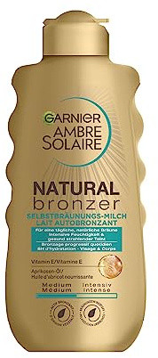 Garnier Selbstbräunungsmilch, Bronzer Lotion für eine natürliche und fleckenfreie Bräune, Ambre Solaire Natural Bronzer Milch, 1 x 200 ml