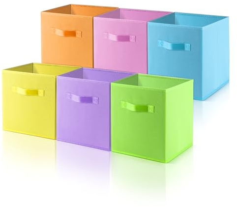 Collazoey 6 Stück Aufbewahrungsbox Stoff, Faltbare Aufbewahrungswürfel, 27 x 27 x 28 cm Vliesstoff Faltboxen mit Griff, Farbe Kallax Boxen für die Aufbewahrung von Kleidung, Spielzeug, Büchern