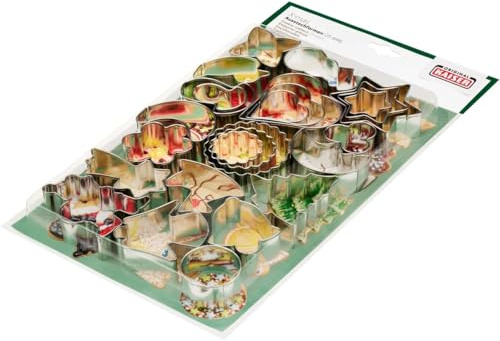 Original Kaiser Weihnachts-Ausstechformen Set 25-teilig | Plätzchenausstecher aus verzinntem Stahlblech | klare Konturen & kindersicherer Griffrand | ideal für Kekse, Fondant & Weihnachtsbäckerei