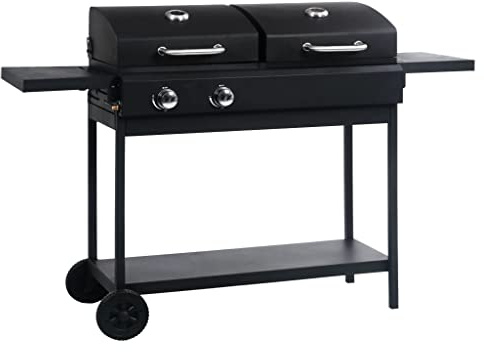 vidaXL Gas- und Holzkohle-Grill mit 2 Brennern