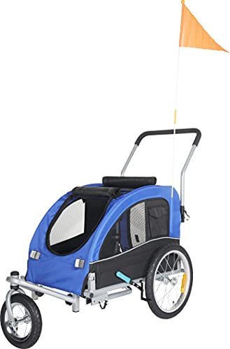 Webavita 2 in 1 Hundebuggy & Hunde-Fahrradanhänger in Blau