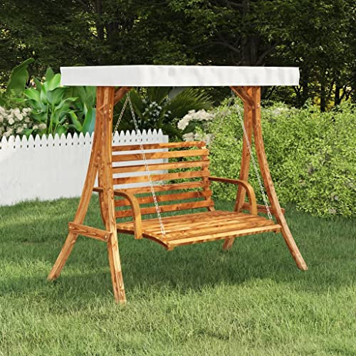 SKM Schaukelgestell mit Dach Creme Bugholz Massiv Teak-Finish, Weight: 22.6 kg, 313937