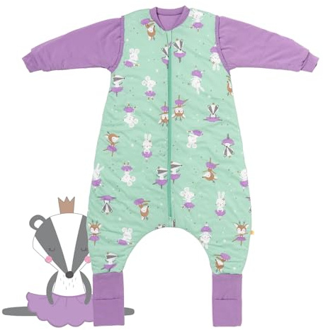 schlummersack Baby Schlafsack mit Füßen ganzjährig 2.5 Tog 70 cm Ballerina | Schlafsack mit Beinen und verlängerten Bündchen für eine Körpergröße von 70-80cm | Ganzjahres Schlafsack Baby mit Arm
