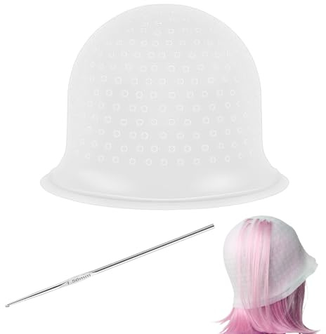 Silikon Strähnchenhaube Set, Strähnenhaube, Stränchen Haube Set, Silikon Highlight Kappe mit Löchern Wiederverwendbare Haube für Strähnchen Set, Haarefärben Zubehör