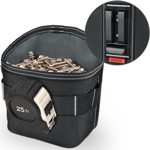 SOGCASE Nageltasche für Zimmerercker Dachdecker Werkzeugtasche gürtel für Nägel Schrauben mit Gürtelclip, (Schwarz)