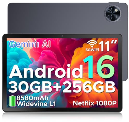 DOOGEE U11 Pro Android 16 Tablet 11 Zoll, 30GB RAM+256GB ROM (2TB TF) 8580mAh,90-Hz-Display, Unisoc T7200 Octa Core Tablet PC, 13MP+5MP, 5G WiFi/Widevine L1/ GPS/Face ID/OTG [Grau]