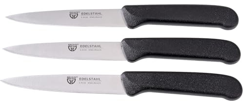 GRÄWE Gemüsemesser, 3er Set, kleines Küchenmesser-Set, Obstmesser, Schälmesser, Edelstahl, schwarz, super scharf geschliffen
