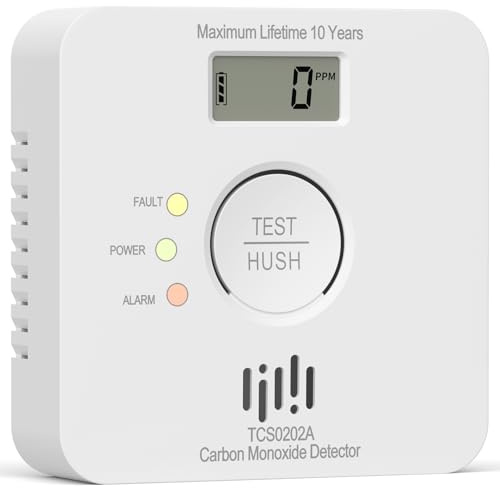 LIORQUE Kohlenmonoxid Melder, CO Melder mit 10-Jahres-Batterie, 10 Jahre Sensor, LCD Display, 85 dB Alarm, EN 50291 Zertifiziert, Weiß