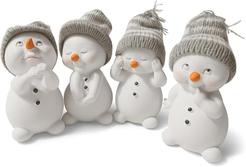 khevga Weihnachtsdeko Deko-Figuren Schneemann im 4er Maße ca. 6x6x11 cm