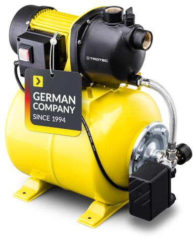 TROTEC TGP 1025 E Hauswasserwerk 3.300 l/h, 1.000 W, 30 m Förderhöhe | 19-l-Druckkessel, Auto-Start/Stop, Kunststoff